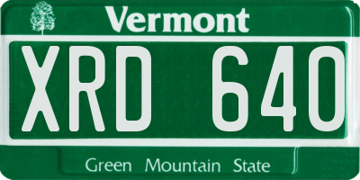 VT license plate XRD640