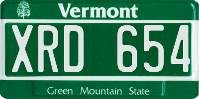 VT license plate XRD654