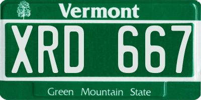 VT license plate XRD667