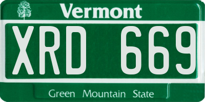 VT license plate XRD669