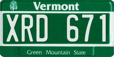 VT license plate XRD671