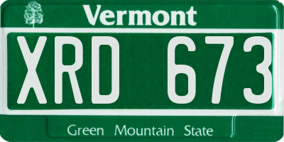 VT license plate XRD673