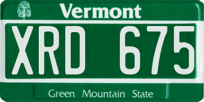 VT license plate XRD675