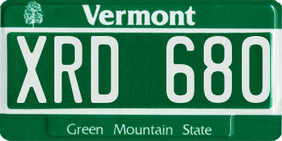 VT license plate XRD680