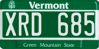 VT license plate XRD685