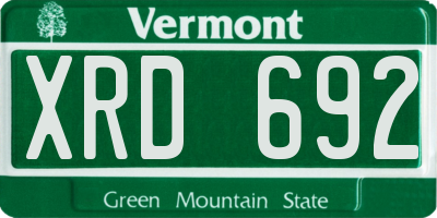 VT license plate XRD692