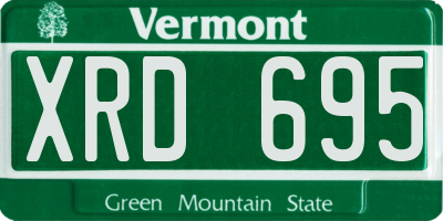 VT license plate XRD695