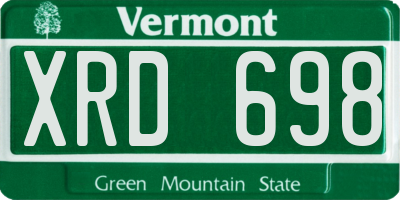 VT license plate XRD698