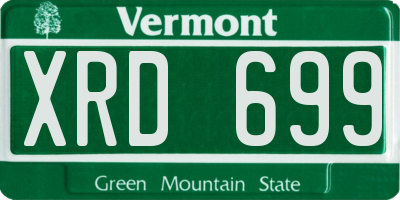 VT license plate XRD699