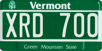 VT license plate XRD700