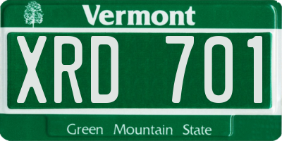 VT license plate XRD701