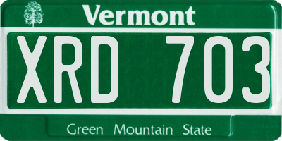 VT license plate XRD703