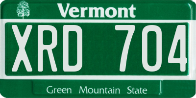 VT license plate XRD704
