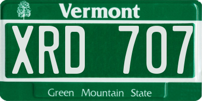 VT license plate XRD707