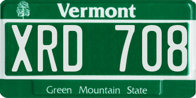 VT license plate XRD708