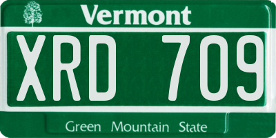 VT license plate XRD709