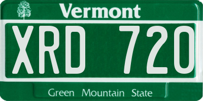 VT license plate XRD720