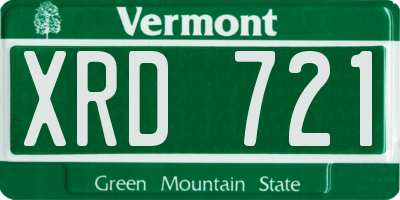 VT license plate XRD721
