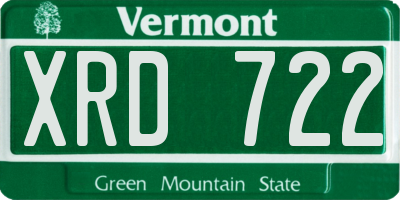 VT license plate XRD722