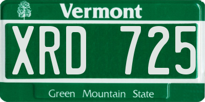 VT license plate XRD725