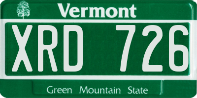 VT license plate XRD726