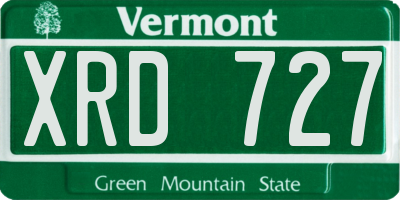 VT license plate XRD727