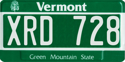 VT license plate XRD728