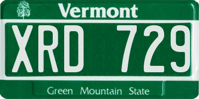 VT license plate XRD729