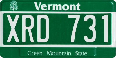 VT license plate XRD731