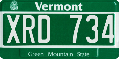 VT license plate XRD734
