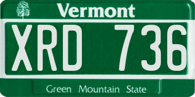 VT license plate XRD736