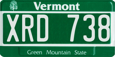 VT license plate XRD738