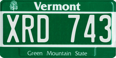 VT license plate XRD743