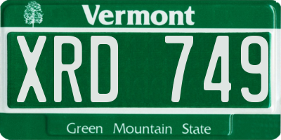VT license plate XRD749