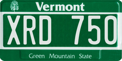 VT license plate XRD750