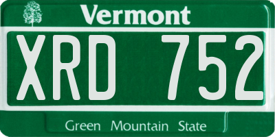 VT license plate XRD752
