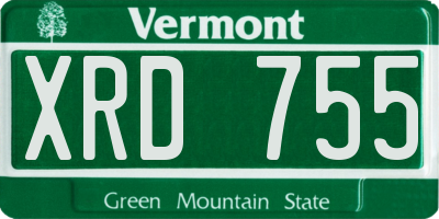 VT license plate XRD755