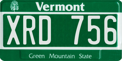 VT license plate XRD756
