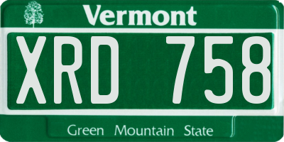 VT license plate XRD758