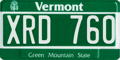 VT license plate XRD760