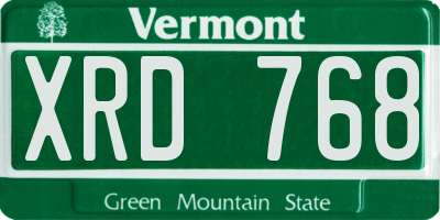 VT license plate XRD768