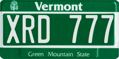VT license plate XRD777