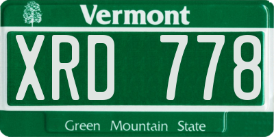 VT license plate XRD778