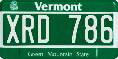 VT license plate XRD786