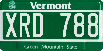 VT license plate XRD788