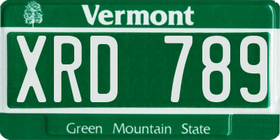 VT license plate XRD789