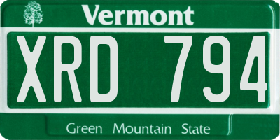 VT license plate XRD794