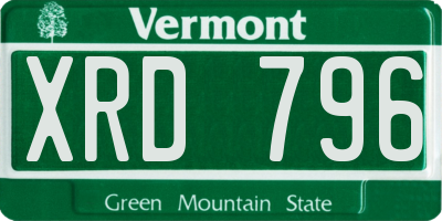 VT license plate XRD796