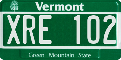 VT license plate XRE102