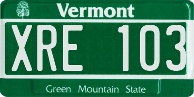 VT license plate XRE103